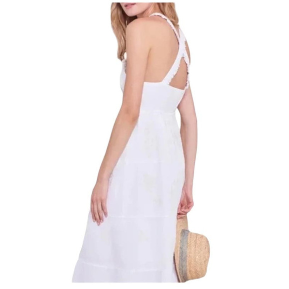 Roberta Roller Rabbit Iberia Dress Floral Embroidered Tiered Midi Size Small - Picture 4 of 13